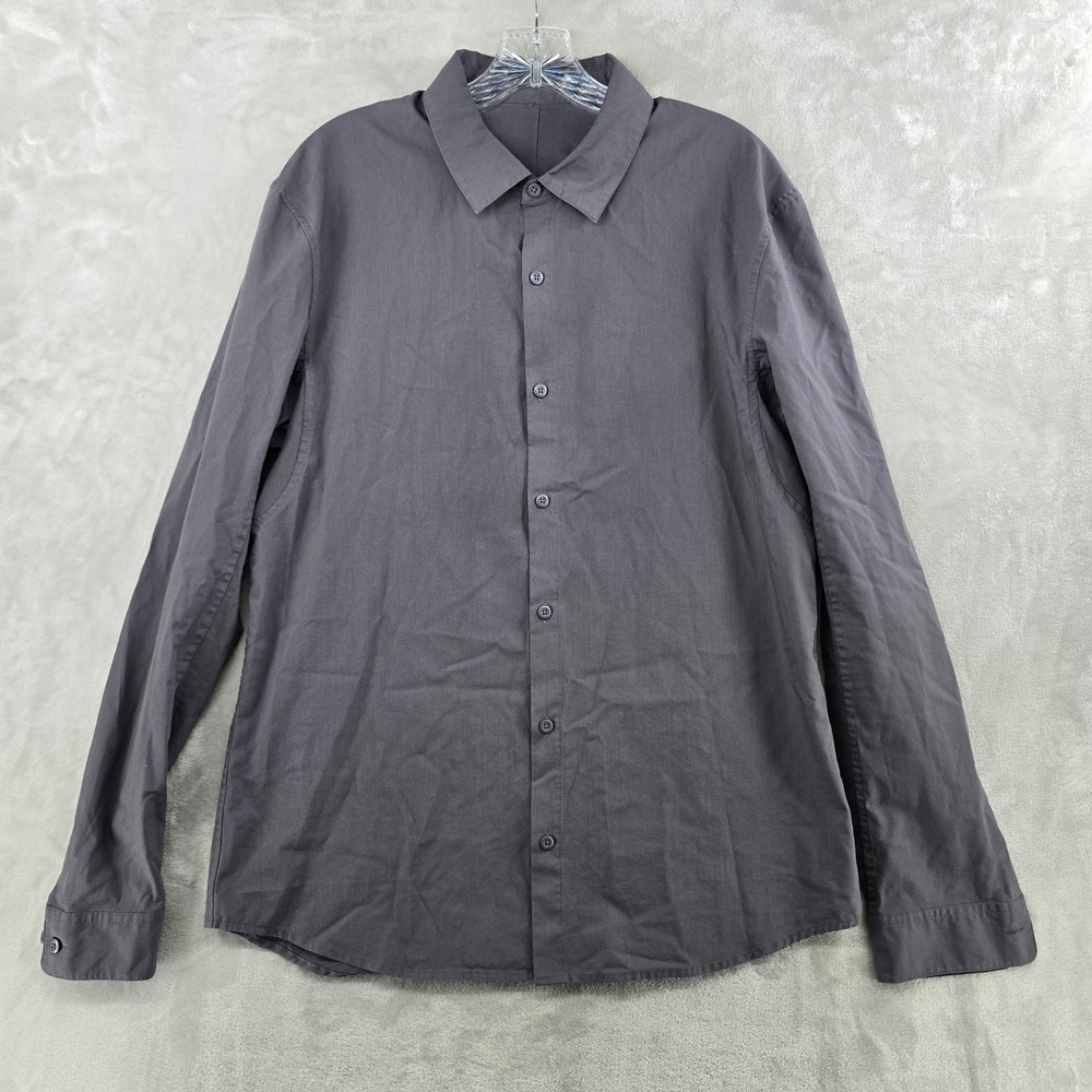 Lululemon Button Down Shirt‎ Mens Medium Gray Long Sleeve Performance Stretch